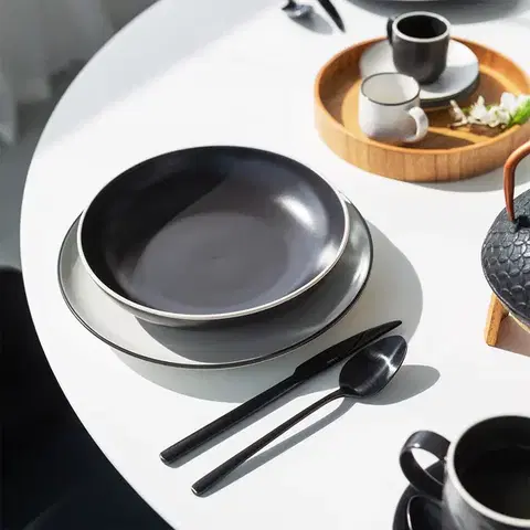 18 darabos tányérkészlet — Elements Yin &amp; Yang black - W0224