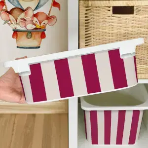 Matrica IKEA TROFAST dobozhoz - Málna csíkok (bézs színűre)