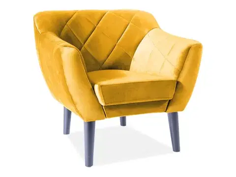 Karo 1 Velvet fotel bluvel 68 curry sárga/ wenge