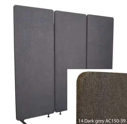 Bilnora Irodai térelválasztó paraván 160x60x2,5cm. Dark Grey színben. Kárpitozva - 14 Dark Grey