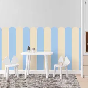 Falvédő matrica fiúknak "Ívek - Blue Beige (Semleges bézs - kék)