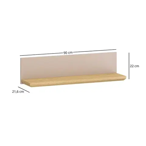 Idello P90 fali polc kőtölgy/ taupe