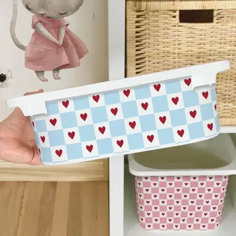 Matrica az IKEA TROFAST dobozra – Szívecskék és kockák