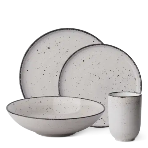 16 db-os porcelán készlet – Gaya Atelier szürke fröccsmintás - 453096