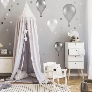Falmatrica gyerekszobába - Szürke hőlégballonok