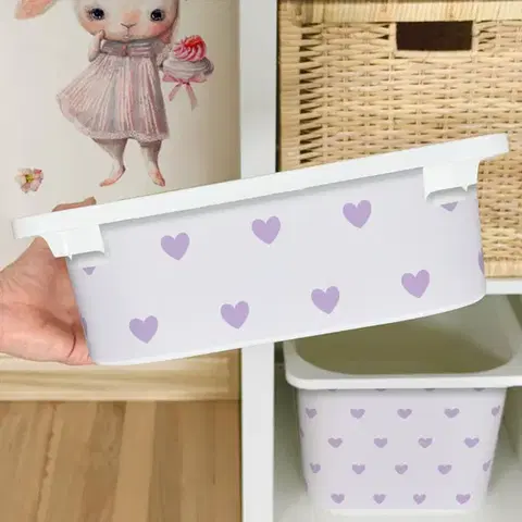 Matrica IKEA TROFAST dobozhoz - Lila szívek