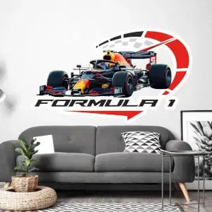 Modern falmatrica a kanapé fölött - Formula sebességmérővel