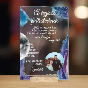 Ajándék a fiútestvérnek - üvegtábla saját szöveggel és dizájnnal