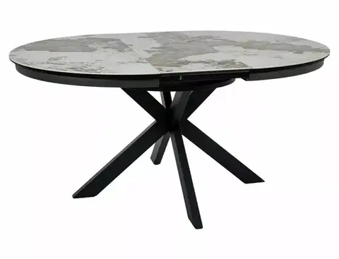 Porto Ceramic 120(160)*120 bővíthető étkező asztal pandoro fehér/ fekete