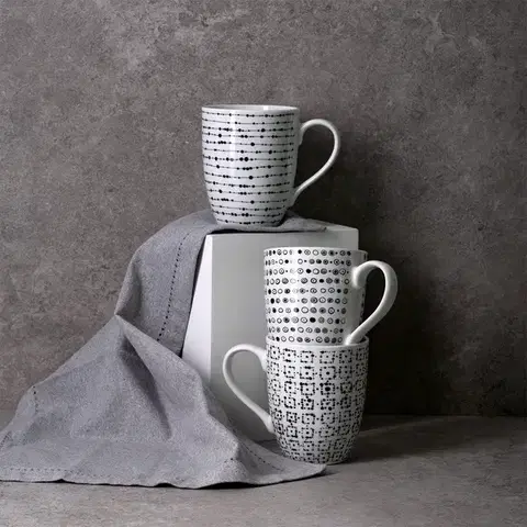 Csésze tejre, teára vagy capuccinora 320 ml szett 3db - Basic Dots - 490822