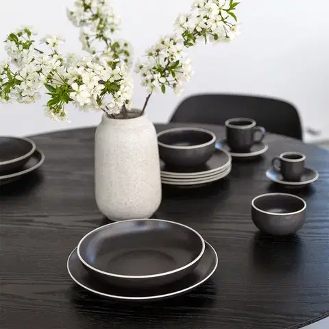 18 darabos tányérkészlet — Elements Yin &amp; Yang black - W0224
