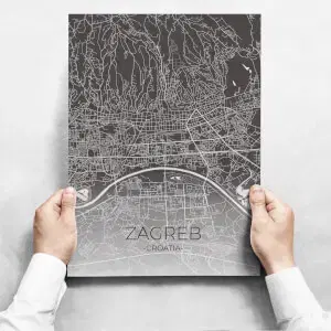 Fali dekoráció - Map Of Zagreb