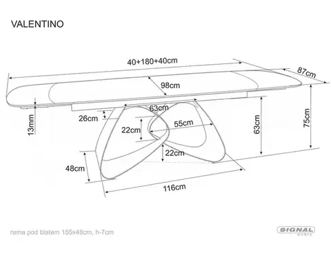 Valentino 180(260)*98 bővíthető étkező asztal Taj Mahal bézs/ kasmír