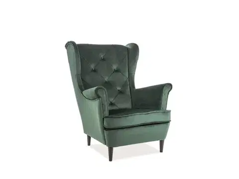 Lady Velvet fotel wenge/zöld bársony (Bluvel 78)