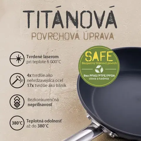 Serpenyő titán bevonattal Ø 26 cm, magasság: 5 cm — Saturn Terra Lunasol - 601323