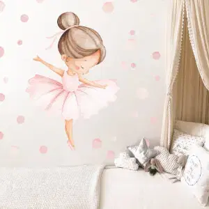Gyerek matrica az ágy fölé - Ballerina labdákkal