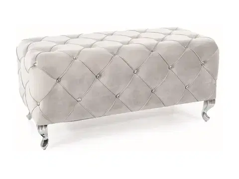 Hestia Velvet széles puff ezüst láb/ világos szürke (Bluvel 03)