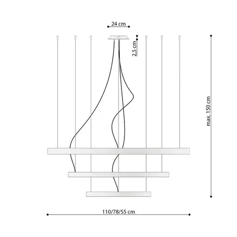 Rio 3 55/78/110 fekete LED 4000K csillár