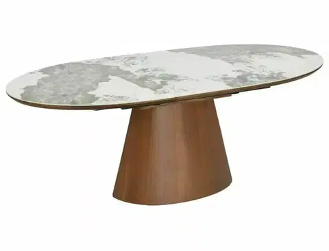Marocco Ceramic  160(200)*90 bővíthető étkező asztal Pandoro fehér/ dió