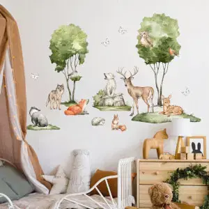 Falmatricák gyerekszobába - Forest erdei motívum őzikékkel, rókával és más állatokkal