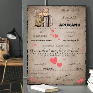 Ajándék férfinak - tábla személyes dedikálással