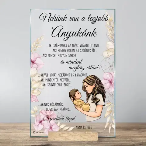 Ajándék üvegtábla anyukának, édesanyának, mamának, mert fantasztikus és megérdemli - 24 órán belül elküldjük