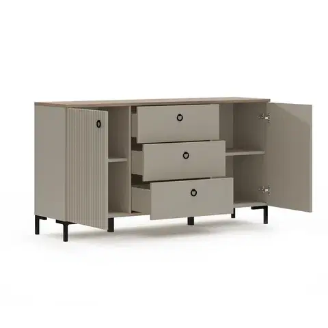 Dominica K2D3S komód taupe/ silverjack tölgy