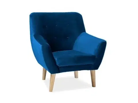 Nordic-1 Velvet fotel bükk/Bluvel 86 sötétkék bársony