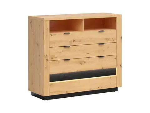 Ostia KOM4S komód fekete tölgy/ artisan tölgy