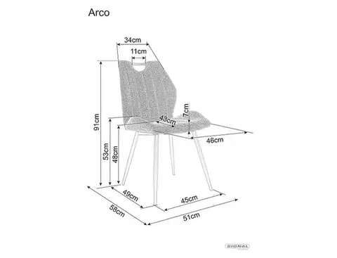 Arco Brego étkezőszék fekete láb világos bézs 31
