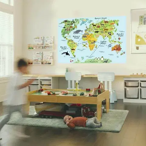 Gyerekszoba falmatrica - Mintás térkép