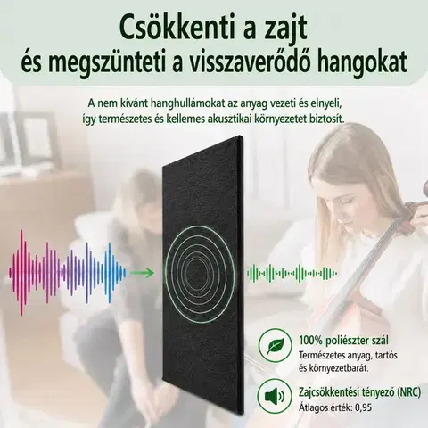 Bilnora extra sűrű filc hangszigetelő Csíkos Mintájú Panel öntapadós hátoldallal 120x60x0,9cm - 06 világosszürke