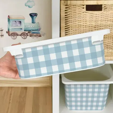 Matrica IKEA TROFAST dobozhoz - Kék kockás minta