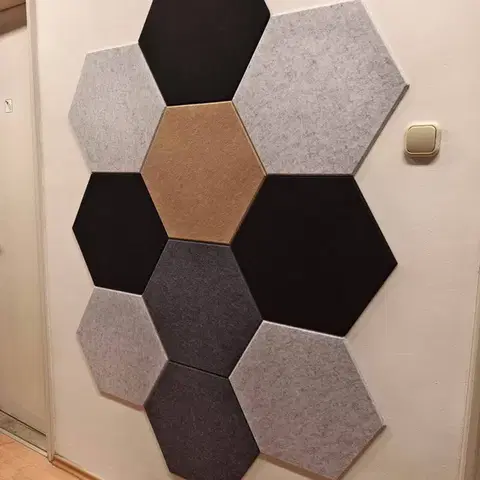 Bilnora extra sűrű Hatszögletű öntapadós hátoldalú filc hangszigetelő panel nappaliba 9mm Vastag 50*50 cm - 01 Fehér , 50x50x0,9cm