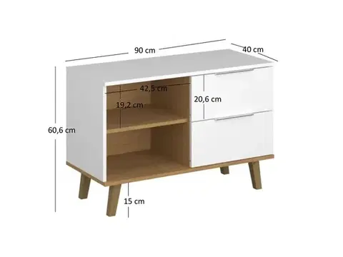 Neptun K2S/90 köves tölgy/ fehér komód