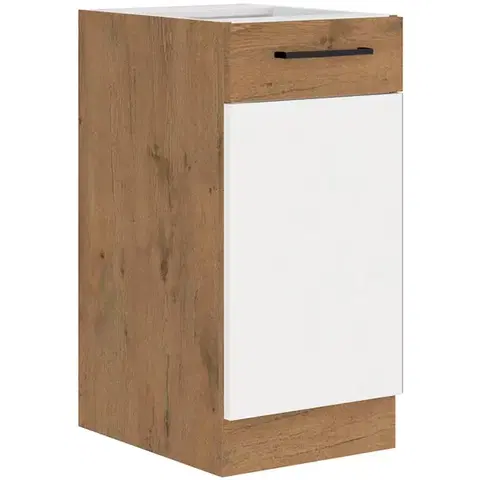 Niki 30. konyha 40 D 1F BB 40x82x52cm fényes fehér/lancelot tölgy (munkalap nélkül)