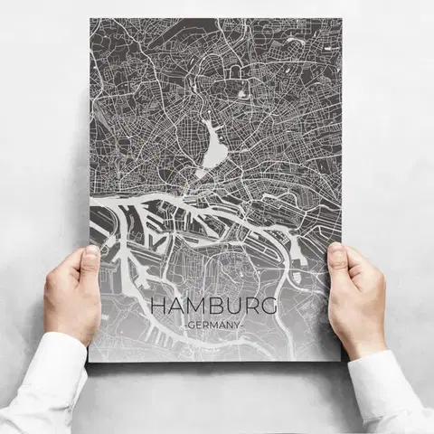 Fali dekoráció - Map Of Hamburg