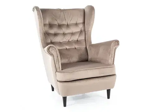 Harry Velvet fotel venge láb/ sötét bézs (Bluvel 40)