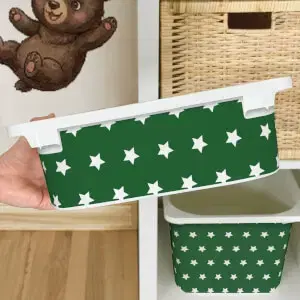 Matrica IKEA TROFAST dobozhoz - Fehér csillagok (zsályazöld)