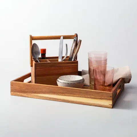 Akácfa evőeszköztartó 22,6 14,2 x 24,8 cm - FLOW Wooden - 593709