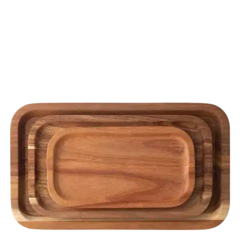 Téglalap alakú akácfa tálca, közepes 25 x 14 cm - FLOW Wooden - 593703