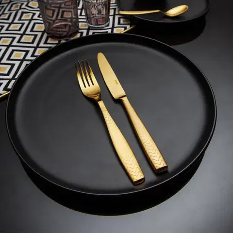 Evőeszköz készlet 24db - Gaya All Satin arany - Chevron - 128499
