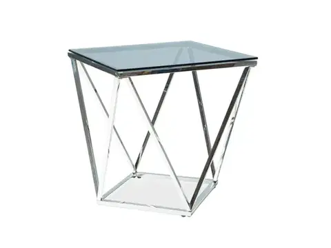 Silver B asztalka 50X50 króm láb/füstüveg