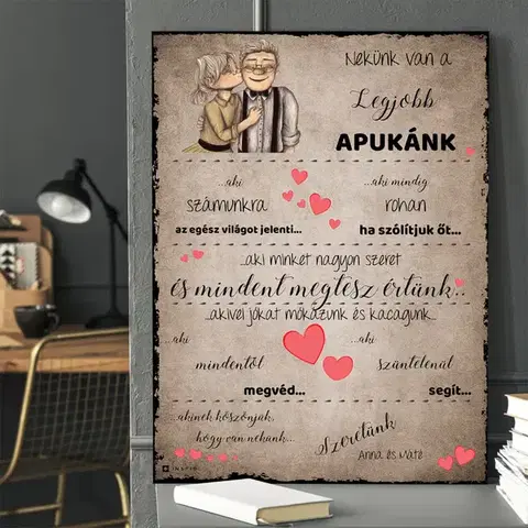 Ajándék férfinak - tábla személyes dedikálással