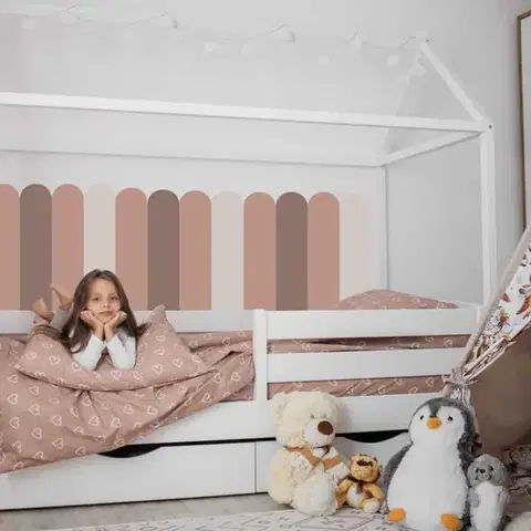 Falvédő matrica ágy mögé "Ívek - Blush Vibe" (romantikus púder)