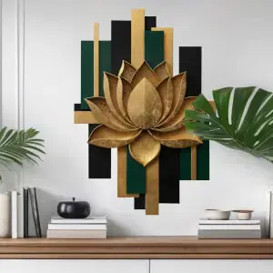 Matrica – Lótusz, arany virág és smaragd art deco geometria