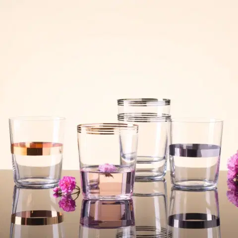 440 ml-es 3 platinaszínű sávval Tumbler poharak — 21st Century Glass - 322197