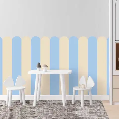 Falvédő matrica fiúknak "Ívek - Blue Beige (Semleges bézs - kék)