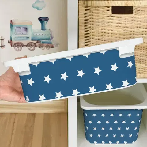 Matrica IKEA TROFAST dobozhoz - Fehér csillagok (kék)