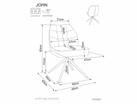 John Raven étkezőszék fekete láb Latte 34
